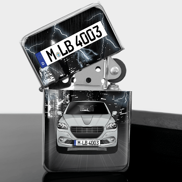 301 Benzin Feuerzeug personalisiert mit Auto u. Kennzeichen!