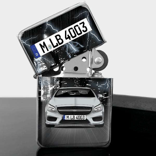 CLS Shooting Brake Benzin Feuerzeug personalisiert mit Auto u. Kennzeichen!