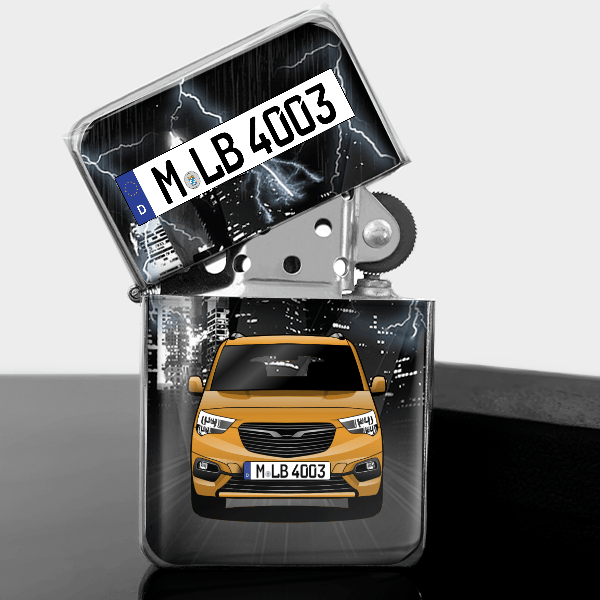 Combo-e Benzin Feuerzeug personalisiert mit Auto u. Kennzeichen!