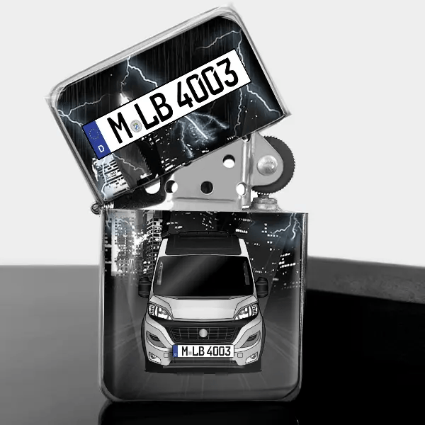 Twin Supreme 640 SGX Benzin Feuerzeug personalisiert mit Auto u. Kennzeichen!