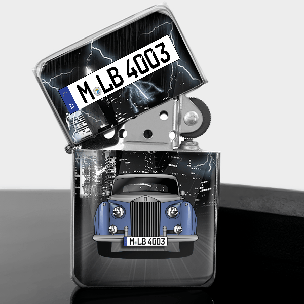 Silver Cloud Limousine Benzin Feuerzeug personalisiert mit Auto u. Kennzeichen!