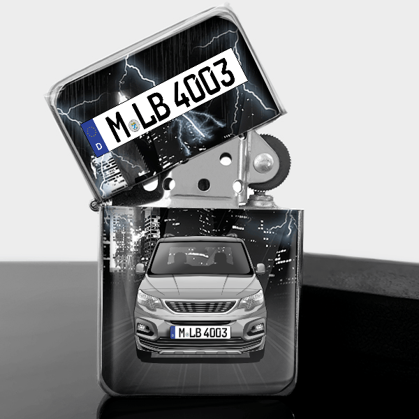 Rifter Benzin Feuerzeug personalisiert mit Auto u. Kennzeichen!