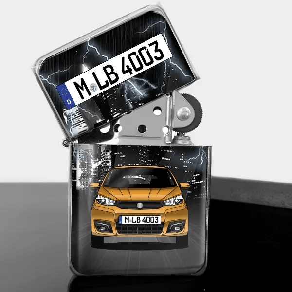 eCity Sport Benzin Feuerzeug personalisiert mit Auto u. Kennzeichen!