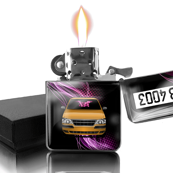 Venture Benzin Feuerzeug personalisiert mit Auto u. Kennzeichen!
