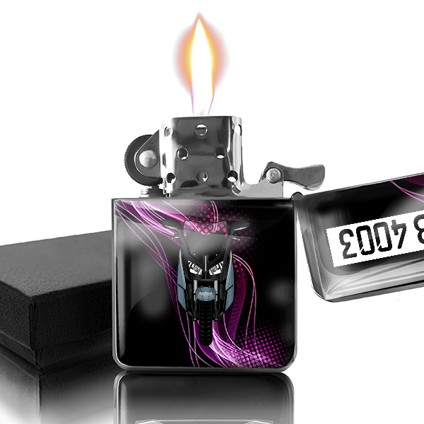 C Evolution Benzin Feuerzeug personalisiert mit Motorrad u. Kennzeichen!