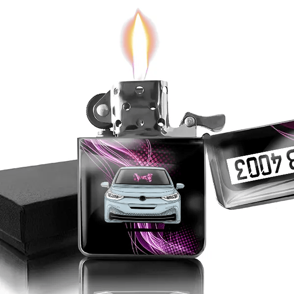ID.3 Benzin Feuerzeug personalisiert mit Auto u. Kennzeichen!