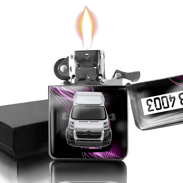Jumper Benzin Feuerzeug personalisiert mit Auto u. Kennzeichen!
