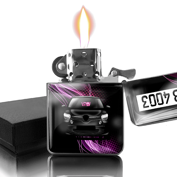 Twingo GT Benzin Feuerzeug personalisiert mit Auto u. Kennzeichen!