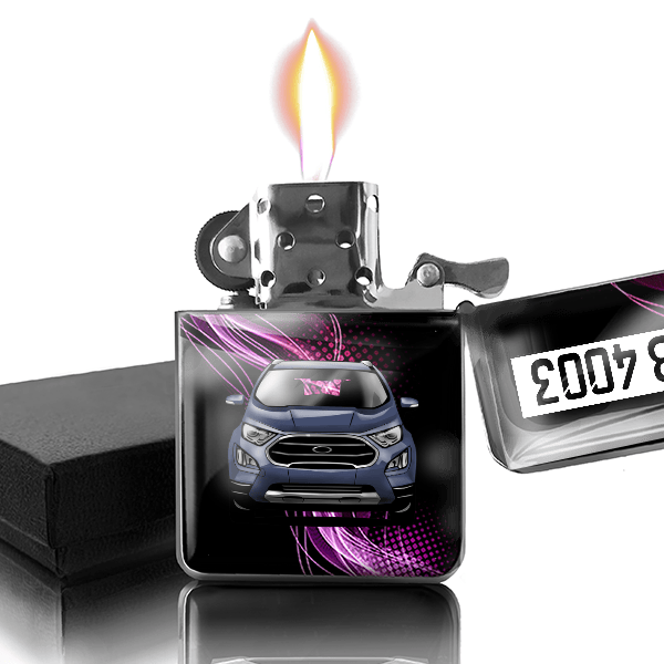 EcoSport Benzin Feuerzeug personalisiert mit Auto u. Kennzeichen!
