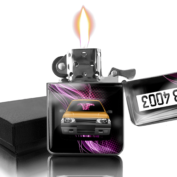 Tempra Limousine Benzin Feuerzeug personalisiert mit Auto u. Kennzeichen!