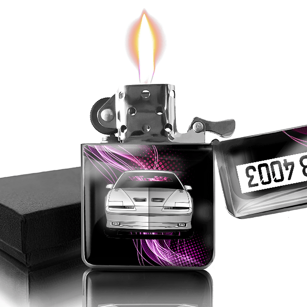 Trans Am Firebird Benzin Feuerzeug personalisiert mit Auto u. Kennzeichen!