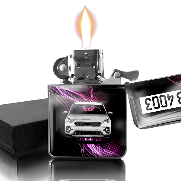 Niro Benzin Feuerzeug personalisiert mit Auto u. Kennzeichen!