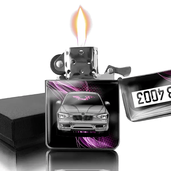 1er Reihe Limousine Benzin Feuerzeug personalisiert mit Auto u. Kennzeichen!
