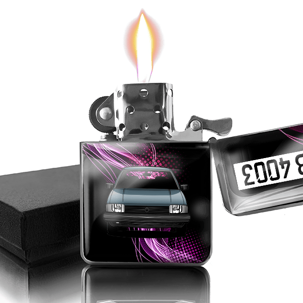 Santana Benzin Feuerzeug personalisiert mit Auto u. Kennzeichen!