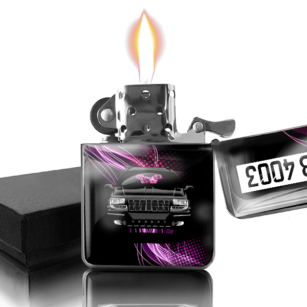 Grand Cherokee Benzin Feuerzeug personalisiert mit Auto u. Kennzeichen!