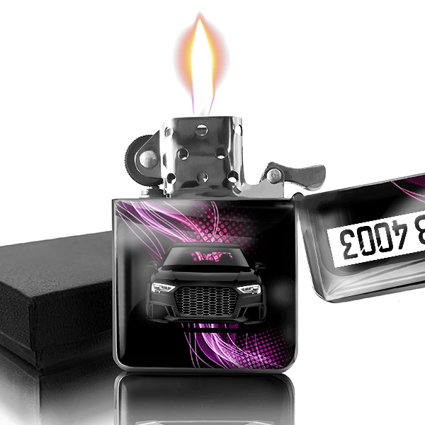 RS3 Limousine Benzin Feuerzeug personalisiert mit Auto u. Kennzeichen!