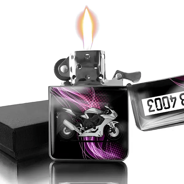 CBR1000 RR Benzin Feuerzeug personalisiert mit Motorrad u. Kennzeichen!