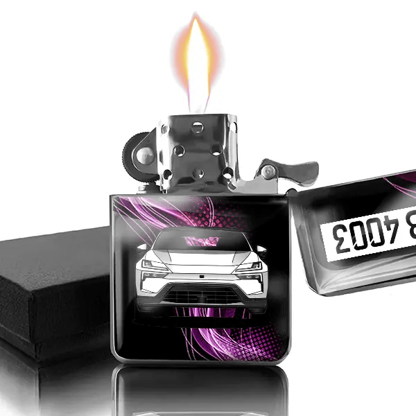 4 Benzin Feuerzeug personalisiert mit Auto u. Kennzeichen!