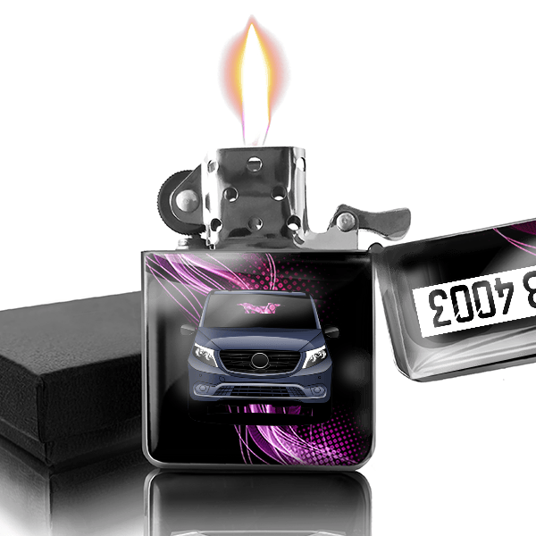 eVito Benzin Feuerzeug personalisiert mit Auto u. Kennzeichen!