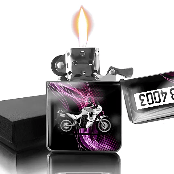 Transalp XL600V PD06 Benzin Feuerzeug personalisiert mit Motorrad u. Kennzeichen!