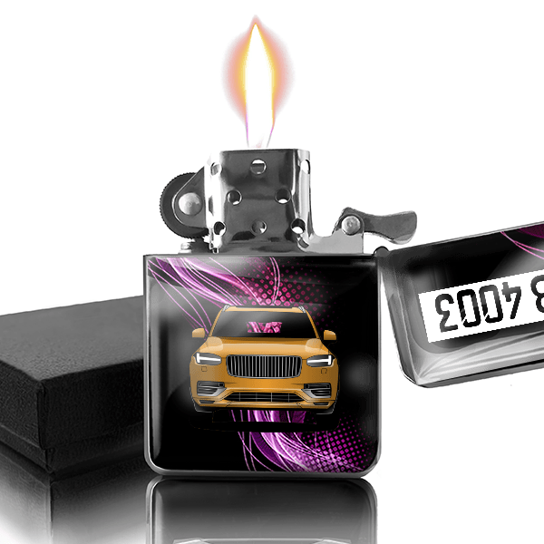XC90 Benzin Feuerzeug personalisiert mit Auto u. Kennzeichen!
