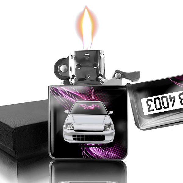 Logo Benzin Feuerzeug personalisiert mit Auto u. Kennzeichen!