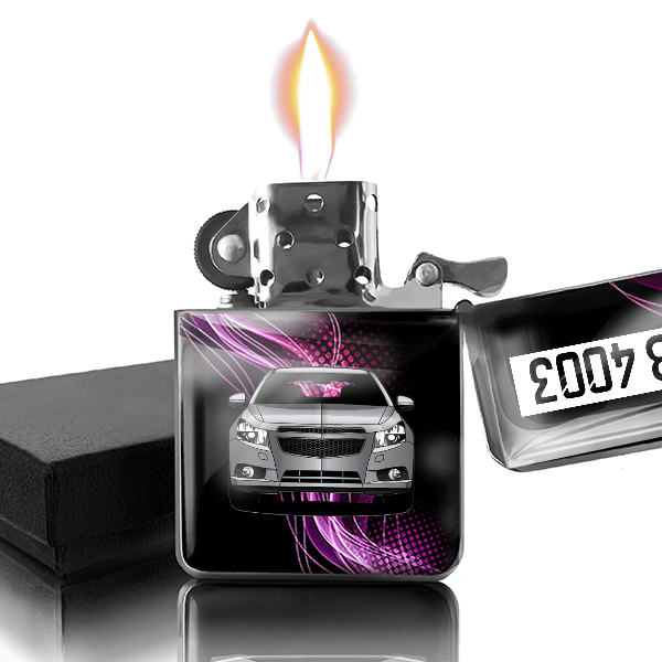 Cruze Hatchback Benzin Feuerzeug personalisiert mit Auto u. Kennzeichen!