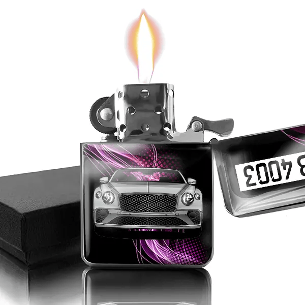 Continental GTC Cabriolet Benzin Feuerzeug personalisiert mit Auto u. Kennzeichen!