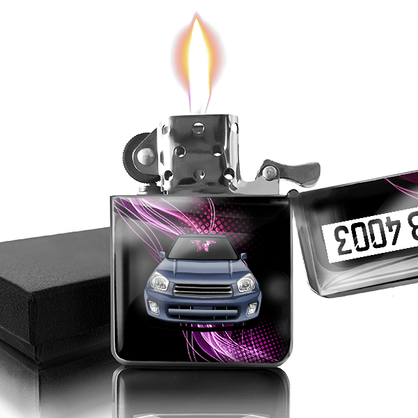 RAV4 Benzin Feuerzeug personalisiert mit Auto u. Kennzeichen!