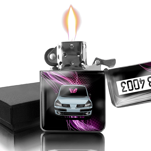 Espace Benzin Feuerzeug personalisiert mit Auto u. Kennzeichen!