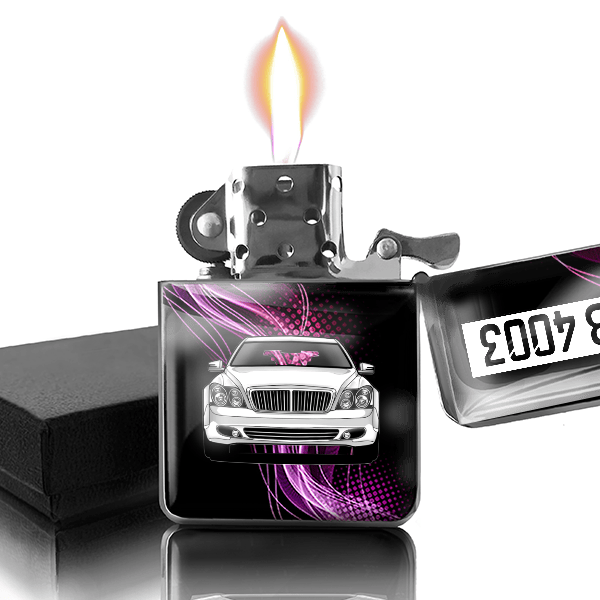 62 Benzin Feuerzeug personalisiert mit Auto u. Kennzeichen!