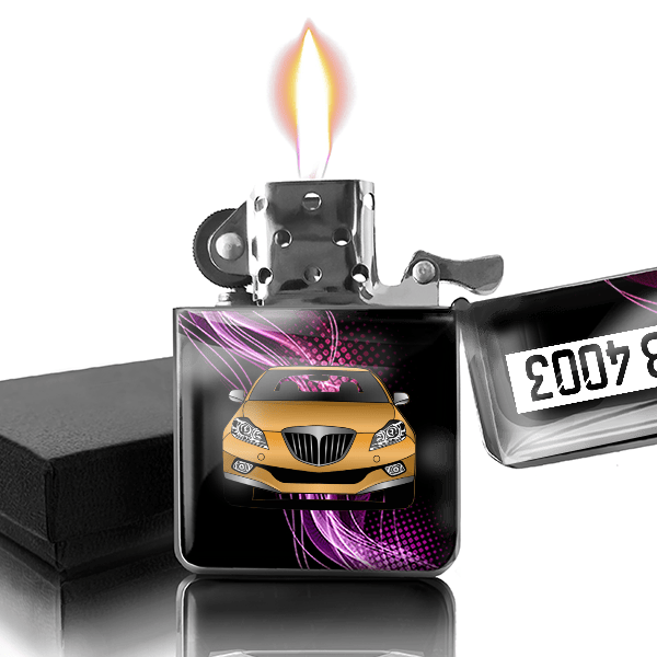 Delta Benzin Feuerzeug personalisiert mit Auto u. Kennzeichen!