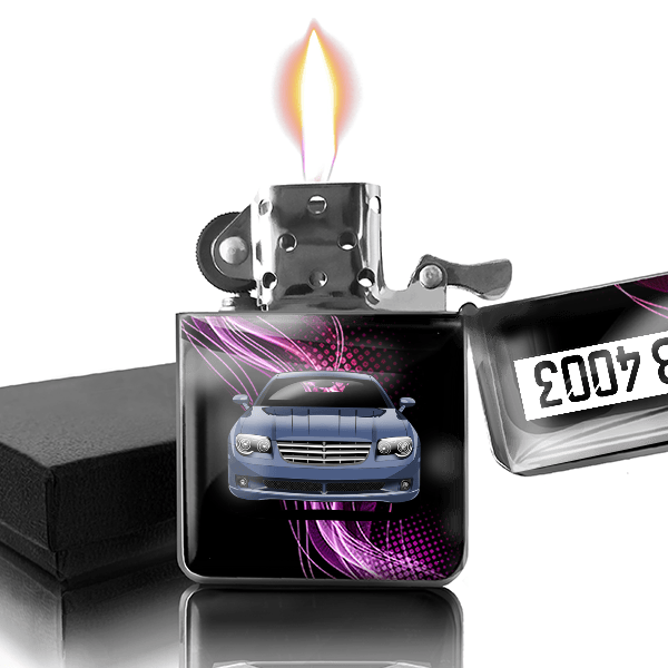 Crossfire Benzin Feuerzeug personalisiert mit Auto u. Kennzeichen!