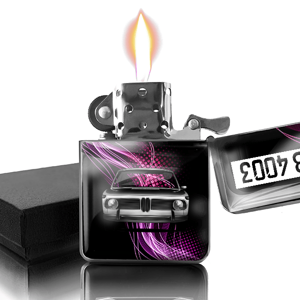 1800 Benzin Feuerzeug personalisiert mit Auto u. Kennzeichen!