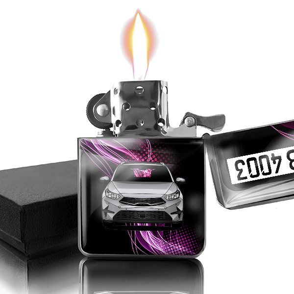 Ceed SW Benzin Feuerzeug personalisiert mit Auto u. Kennzeichen!