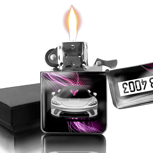 GT Benzin Feuerzeug personalisiert mit Auto u. Kennzeichen!