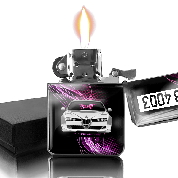 159 Sportwagon Benzin Feuerzeug personalisiert mit Auto u. Kennzeichen!