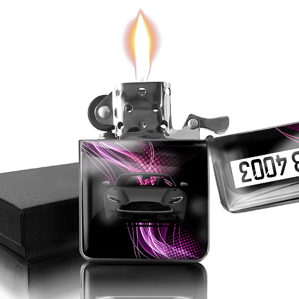 DB11 Coupe Benzin Feuerzeug personalisiert mit Auto u. Kennzeichen!