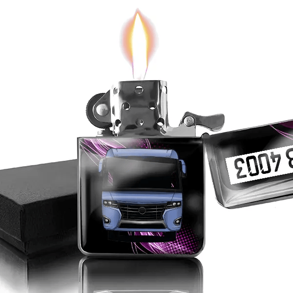 I 7400 Plus Benzin Feuerzeug personalisiert mit Wohnwagen u. Kennzeichen!