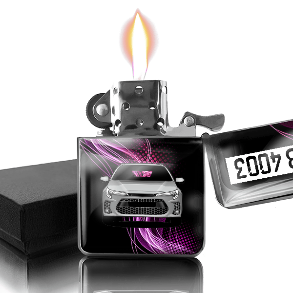 Swace Benzin Feuerzeug personalisiert mit Auto u. Kennzeichen!