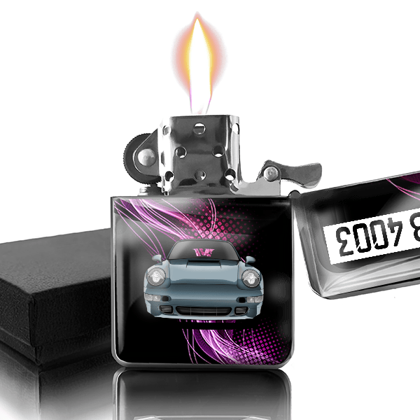 911 993 Targa Benzin Feuerzeug personalisiert mit Auto u. Kennzeichen!