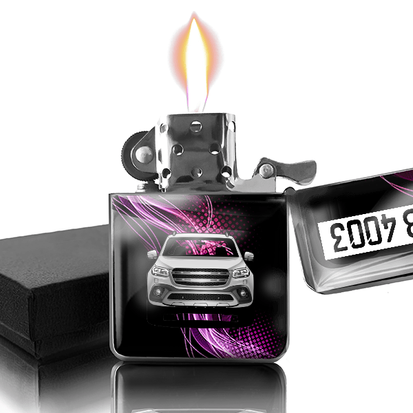 X-Klasse Benzin Feuerzeug personalisiert mit Auto u. Kennzeichen!