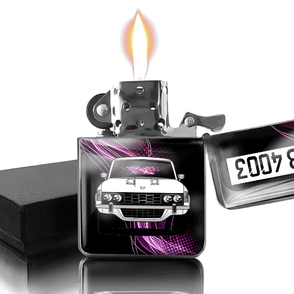 3500S Benzin Feuerzeug personalisiert mit Auto u. Kennzeichen!