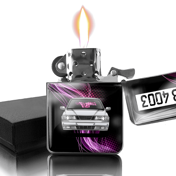 900 Benzin Feuerzeug personalisiert mit Auto u. Kennzeichen!
