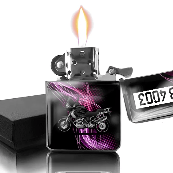 R 1200 GS Benzin Feuerzeug personalisiert mit Motorrad u. Kennzeichen!