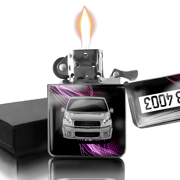 Scudo Benzin Feuerzeug personalisiert mit Auto u. Kennzeichen!