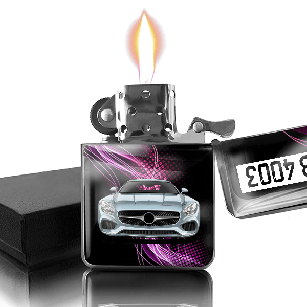 AMG GTC Benzin Feuerzeug personalisiert mit Auto u. Kennzeichen!
