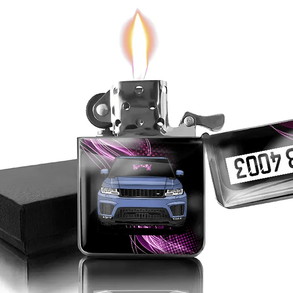 Sport SVR Benzin Feuerzeug personalisiert mit Auto u. Kennzeichen!