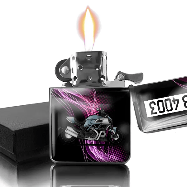Diavel Benzin Feuerzeug personalisiert mit Motorrad u. Kennzeichen!