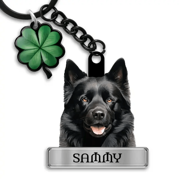 Schipperke Schlüsselanhänger personalisiert mit Haustier u. Namen!